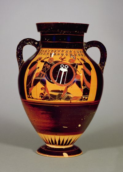 Amfora brzuszna przedstawiająca Priama i Achillesa, ok.550 pne (ceramiczna) (patrz także 288279, 293741 i 307550) autorstwa Greek